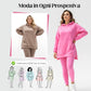 Completo alla Moda da Donna in 2 Pezzi: Felpa con Cappuccio e Pantaloni