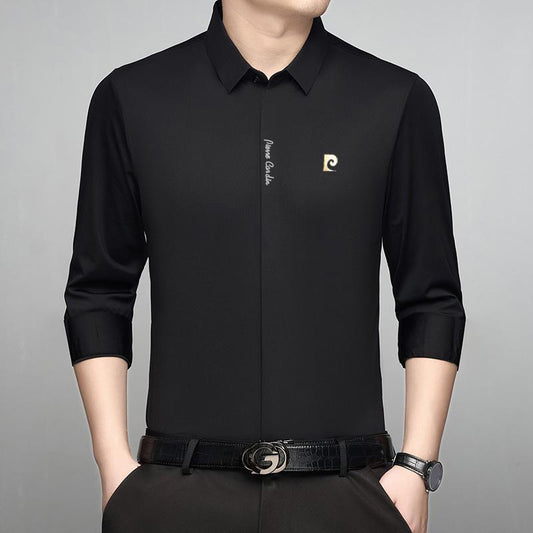 Camicia a maniche lunghe con pattina nascosta per uomo