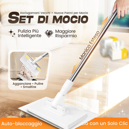 Scopa monouso per la polvere, con 4 panni riutilizzabili