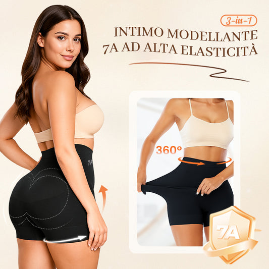 Pantaloncini modellanti a vita alta in seta di ghiaccio con controllo della pancia & sollevamento dei fianchi