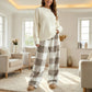 Pantaloni Invernali Casuali a Quadri Vintage, Elastici, Dritti, Larghi, Spessi e Caldi