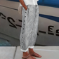 Pantaloni Comodi a Righe Blu con Tasche Laterali