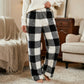 Pantaloni Invernali Casuali a Quadri Vintage, Elastici, Dritti, Larghi, Spessi e Caldi