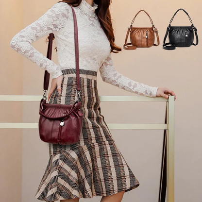 🔥Borsa a Secchiello Casual con Piega in Morbida Pelle da Spalla