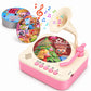 Mini giradischi per bambini con 24 schede resistenti in PVC, 56 storie, 14 brani di musica classica e 36 filastrocche