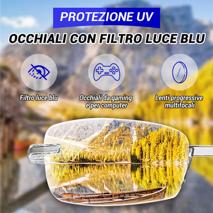 Occhiali da Lettura a Doppio Uso con Lenti in Zaffiro ad Alta Durezza e Protezione Luce Blu