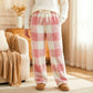 Pantaloni Invernali Casuali a Quadri Vintage, Elastici, Dritti, Larghi, Spessi e Caldi