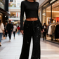 💖 ULTIMO GIORNO SALDI: 60% DI SCONTO! 🎉 Pantaloni da Donna a Gamba Larga con Paillettes – Vita Elastica, Tessuto Brillante & Confortevole ✨👖📦