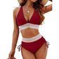 🩱 Bikini a vita alta con effetto contenitivo e patchwork colorato – 6 colori, regolabile e ultra seducente 💕