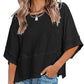 👚 LIMITED-TIME 50% OFF! 🌸 Women's Loose Flare Sleeve T-Shirt – Solid Color, Patchwork, Soft & Breathable 🍃