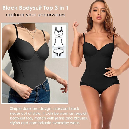 Body modellante con reggiseno | snellente arricciato - vita regolabile