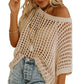 Top all’uncinetto casual traforato a maniche 3/4