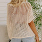 Top all’uncinetto casual traforato a maniche 3/4