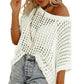 Top all’uncinetto casual traforato a maniche 3/4