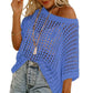 Top all’uncinetto casual traforato a maniche 3/4