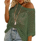 Top all’uncinetto casual traforato a maniche 3/4