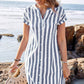 Vestito Da Donna A Camicia A Righe Con Bottoni