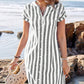 Vestito Da Donna A Camicia A Righe Con Bottoni