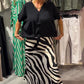 Completo Casual Donna in 2 Pezzi: Blusa con Nodo Frontale & Gonna Midi