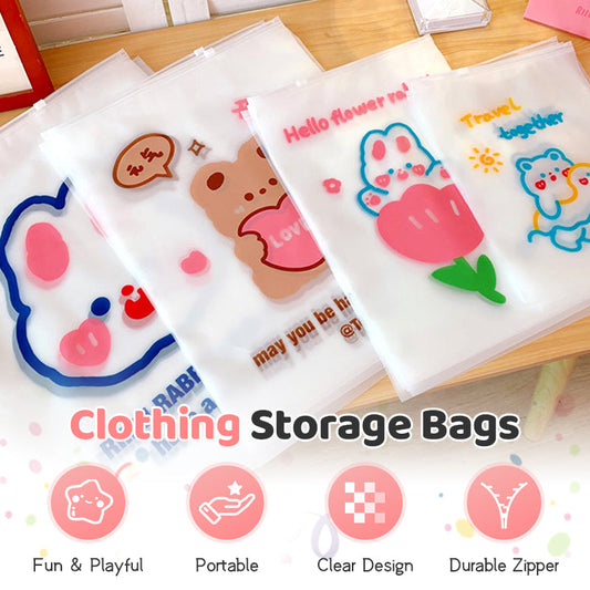 Buste Riutilizzabili per Abbigliamento con Cerniera e Stampe a Tema Cartoon