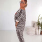 Set di top e pantaloni con stampa leopardata da donna