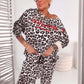 Set di top e pantaloni con stampa leopardata da donna
