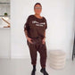 Set di top e pantaloni con stampa leopardata da donna