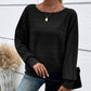 Maglia a Girocollo a Tinta Unita con Maniche Lunghe e Texture a Righe