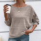 Maglia a Girocollo a Tinta Unita con Maniche Lunghe e Texture a Righe