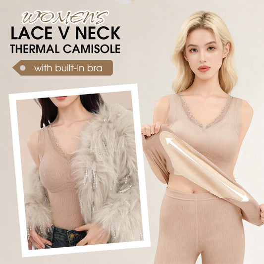 Canottiera Termica da Donna con Reggiseno Integrato e Scollo a V in Pizzo