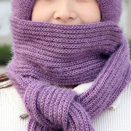 Cappello a Maglia con Sciarpa Integrata