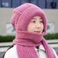 Cappello a Maglia con Sciarpa Integrata