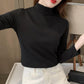 Maglia da Donna a Collo a Mezza Altezza e Maniche Lunghe a Colore Unito