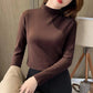Maglia da Donna a Collo a Mezza Altezza e Maniche Lunghe a Colore Unito