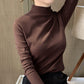 Maglia da Donna a Collo a Mezza Altezza e Maniche Lunghe a Colore Unito