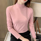 Maglia da Donna a Collo a Mezza Altezza e Maniche Lunghe a Colore Unito