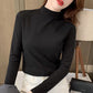 Maglia da Donna a Collo a Mezza Altezza e Maniche Lunghe a Colore Unito