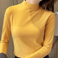 Maglia da Donna a Collo a Mezza Altezza e Maniche Lunghe a Colore Unito