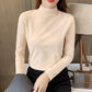Maglia da Donna a Collo a Mezza Altezza e Maniche Lunghe a Colore Unito