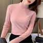 Maglia da Donna a Collo a Mezza Altezza e Maniche Lunghe a Colore Unito