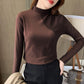 Maglia da Donna a Collo a Mezza Altezza e Maniche Lunghe a Colore Unito