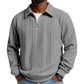 Maglione da uomo casual a trecce con mezza zip