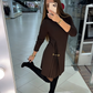 🔥Offerta natalizia a tempo limitato: 50% DI SCONTO!!!🔥Elegante abito con pannello plissettato e maniche lunghe