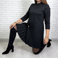 🔥Offerta natalizia a tempo limitato: 50% DI SCONTO!!!🔥Elegante abito con pannello plissettato e maniche lunghe