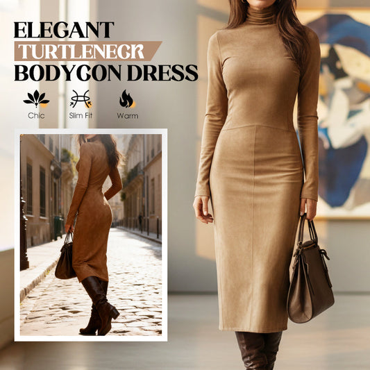 Abito bodycon a maniche lunghe con dolcevita elegante