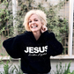 Felpa Chic con Cappuccio e Strass Scintillanti, Stampa “JESUS Is the Light”