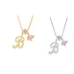 Collana con Ciondoli a Lettera Iniziale e Cuore Rosa