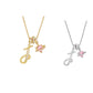 Collana con Ciondoli a Lettera Iniziale e Cuore Rosa