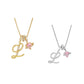 Collana con Ciondoli a Lettera Iniziale e Cuore Rosa