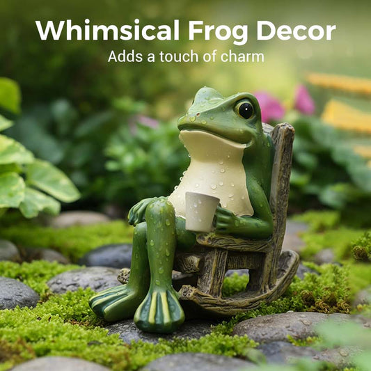 💯2026 Saldi Speciali🐸Ornamento a forma di rana su sedia a dondolo alimentato ad energia solare🍃